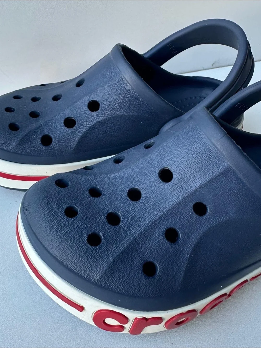 Crocs Kids Crocband Clogs Navy Blue Red White Slip On Shoes US C9 Toddler 9